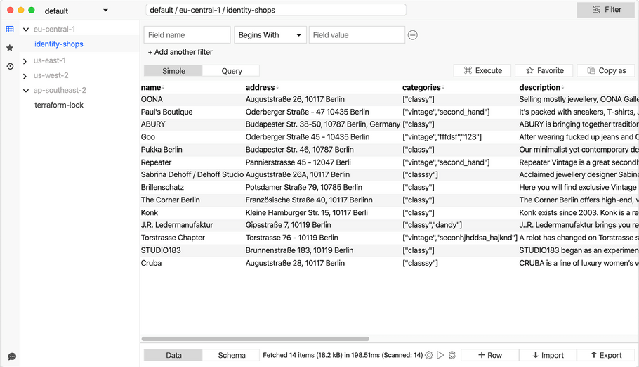 dynamodb database query tool for mac os x